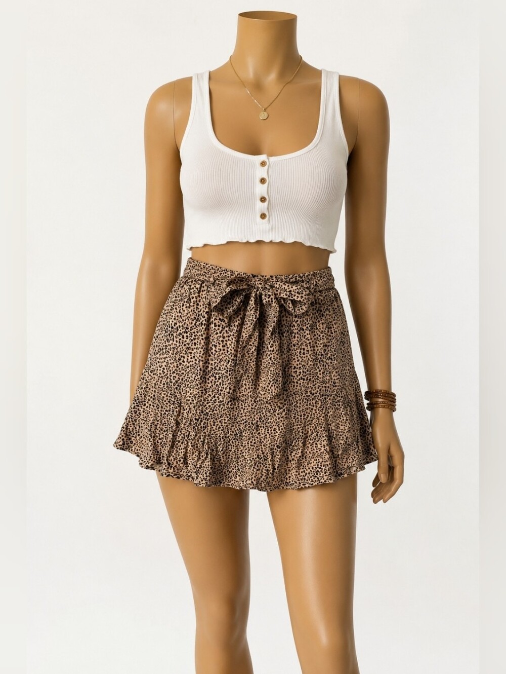Urban Romantics Leopard Print Ruffle Mini Skort - Medium